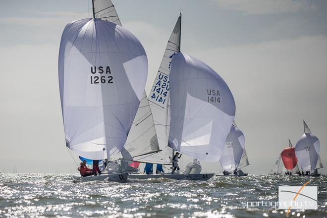Steve Benjamin scored a bullet in Race 4, and fought back from a mid-fleet start in Race 5 – Etchells World Championship © Sportography.tv